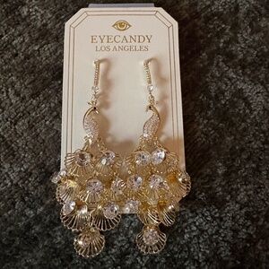 Silver and gold peacock earrings . Sparkly and gorgeous ! Nwt